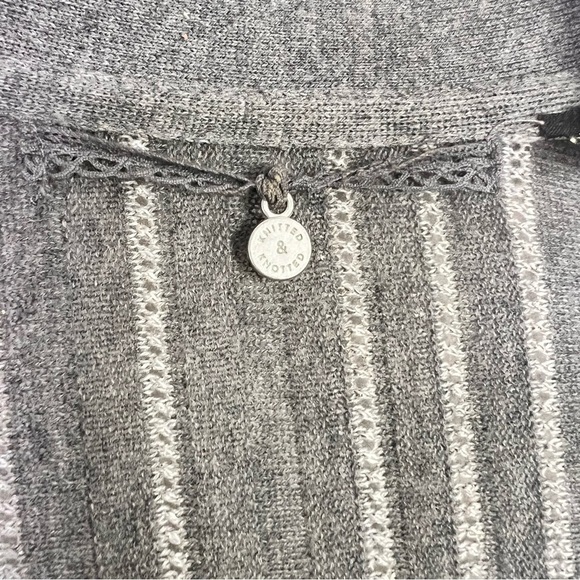 ANTHROPOLOGIE Knitted & Knotted Open Front Grey Cardigan Sweater - Picture 8 of 13